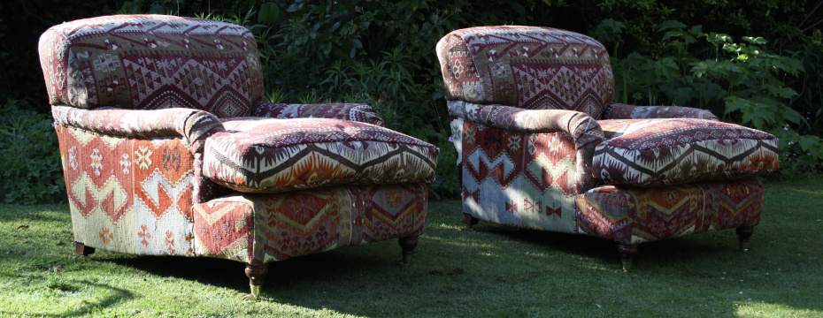 Kilim Upholstered Lansdown Pair of Chairs